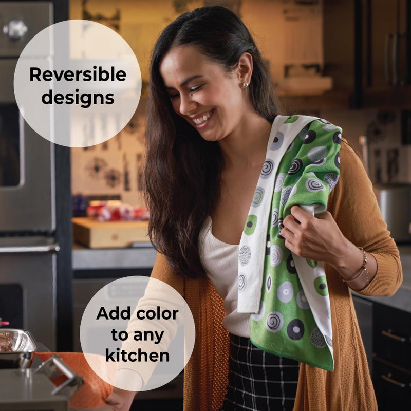 Skoy Kitchen Towel (Pack of 1) for Everyday Use, 100% Recycled Polyester Towel with Reversible Design, 18" X 24", Black and White - Image 4